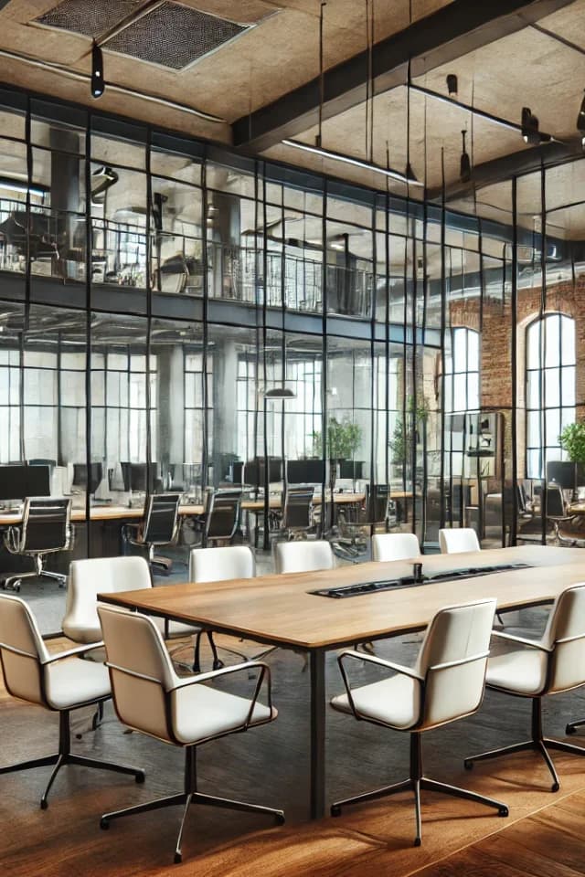 Sala de juntas reformada con tabiques de cristal, Madrid